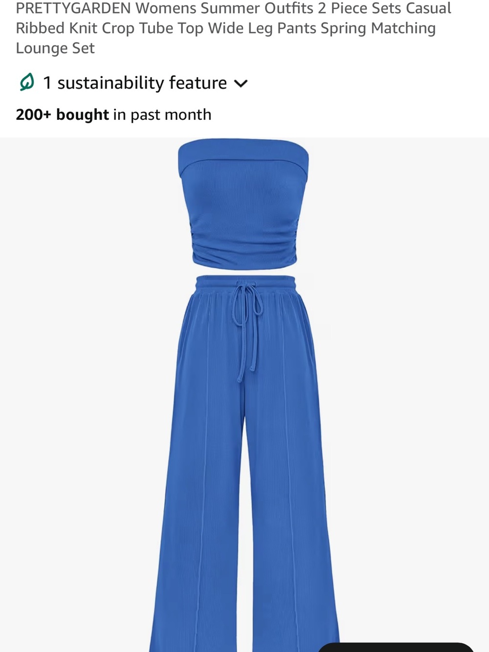 PRETTYGARDEN Blue Ribbed Wide-Leg Pants — Women's Lounge Set